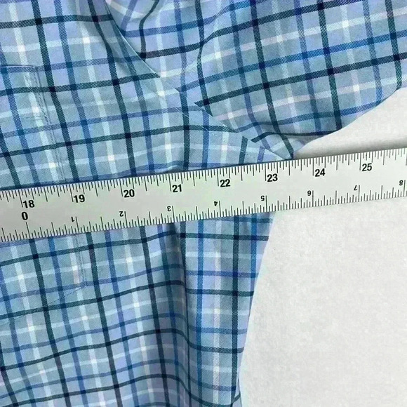 Lands End Shirt Blue Men’s Large Plaid Twill 100% Cotton Crisp - Picture 6 of 6
